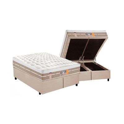 Cama Box Queen: Colchão Molas Ensacadas Castor Pocket Silver Star Air One Face + Base Clean(158X198)