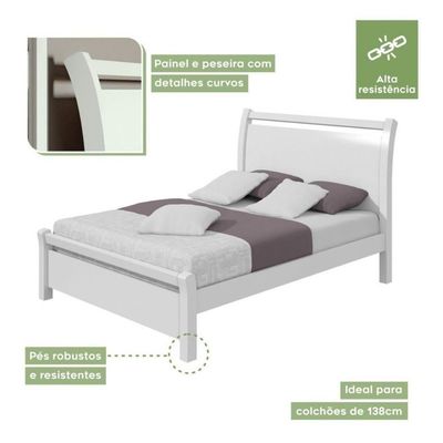 Cama De Casal Reali Branco - Lopas