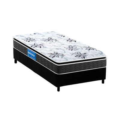 Cama Box Solteiro: Colchão Espuma Probel D40 Guarda Costas Premium Hiper Firme + Base Black(88X188)