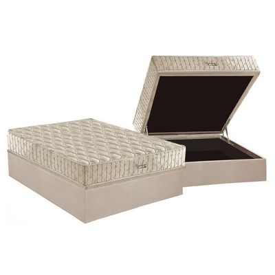 Cama Box Baú Casal: Colchão Molas Ensacadas Anjos Hotelaria Hotel Face+Base Clean(138X188)