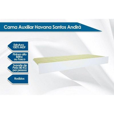Cama Auxiliar Aquarela Branco - Santos Andirá