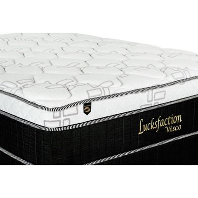 Cama Box Solteiro: Colchão Molas Ensacadas Lucksfaction Viscoelástico + Base Brown(88X188)