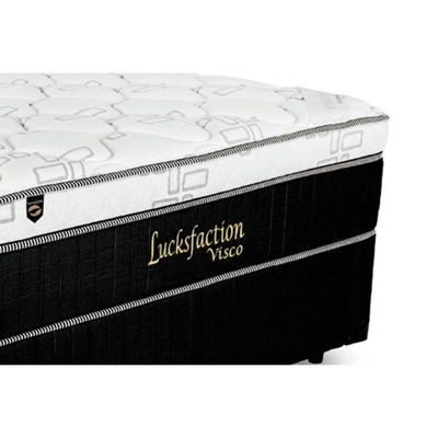 Cama Box Solteiro: Colchão Molas Ensacadas Lucksfaction Viscoelástico + Base Brown(88X188)