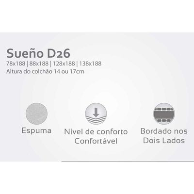 Cama Box Casal: Colchão Espuma Herval Sueño + Base Crc Courano Clean(138X188)