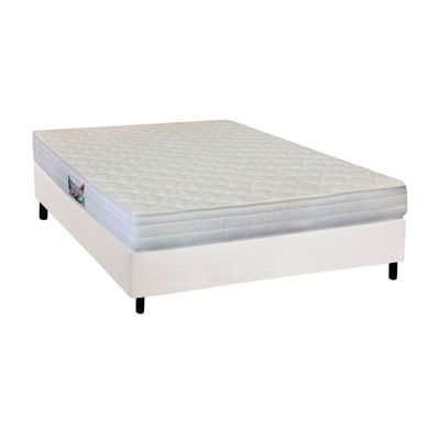 Cama Box Casal: Colchão Espuma Herval Ag65 Firme Frontier + Base Crc Courano White(138X188)