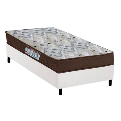 Cama Box Solteiro: Colchão Anatômico Ortobom D45/Ep Fort Tech Iso 150 + Base Crc Suede White(88X188)