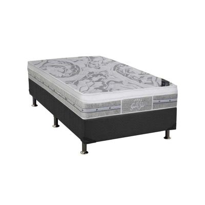 Cama Box Solteiro: Colchão Molas Pocket Ensacadas Castor Slx Grand Plush + Base Gray(88X188)