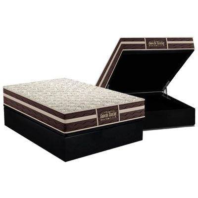 Cama Box Baú Casal: Colchão Ortopédico Probel Guarda Costas Extra Firme + Base Black(138X188)