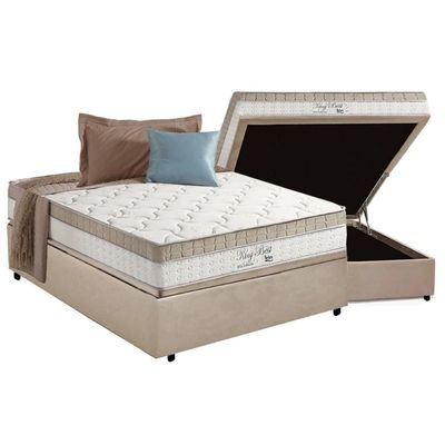 Cama Box Baú Casal: Colchão Molas Anjos Masterpocket Ensacadas King Best Clean + Base Clean(138X188)