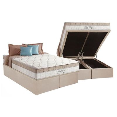 Cama Box Baú King: Colchão Molas Anjos Superlastic King Best + Base Crc Suede Clean(193X203)