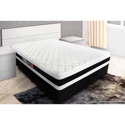 Cama Box Baú Casal: Colchão Espuma Castor D45 Black E White Air Double Face + Base Clean(138X188)