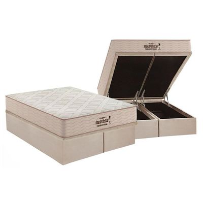 Cama Box Baú King Colchão Ortopédico Probel Ag65 Hr Gel Compact Force+Base Clean(193X203)