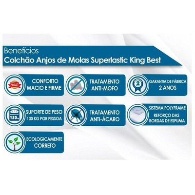Cama Box Baú Queen: Colchão Molas Anjos Masterpocket Ensacadas King Best + Base Clean(158X198)