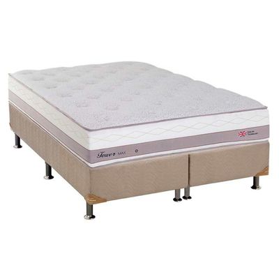 Cama Box King: Colchão Molas Herval Maxspring Tower + Base Crc Suede Clean(193X203)