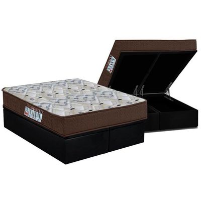 Cama Box Baú Queen: Colchão Espuma D45 Ortobom / Ep Iso 150 Mega Firme + Base Black(158X198)