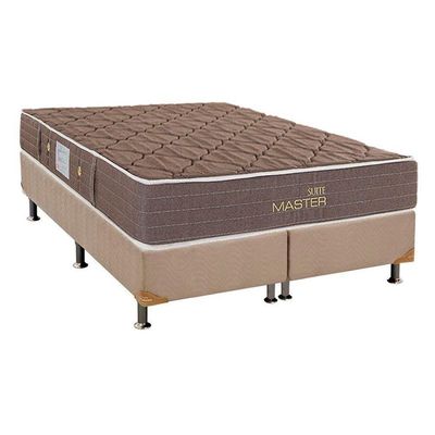 Cama Box King: Colchão Molas Bonnel Herval Suite Master Plus + Base Crc Suede Clean(193X203)