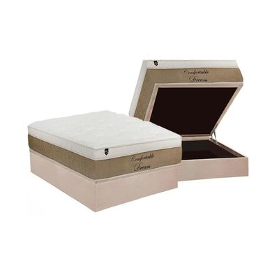Cama Box Baú Casal: Colchão Molas Ensacadas Comfortable Dream + Base Clean(138X188)