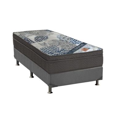 Cama Box Solteiro: Colchão Molas Ortobom Superpocket Iso Firme + Base Crc Suede Cinza(78X188)