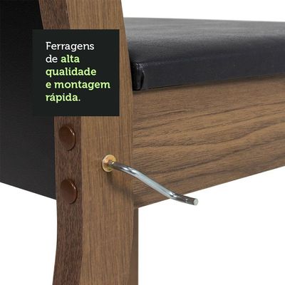Conjunto Sala De Jantar Mesa Tampo De Madeira 4 Cadeiras Rustic/preto Claire Madesa Rustic/preto