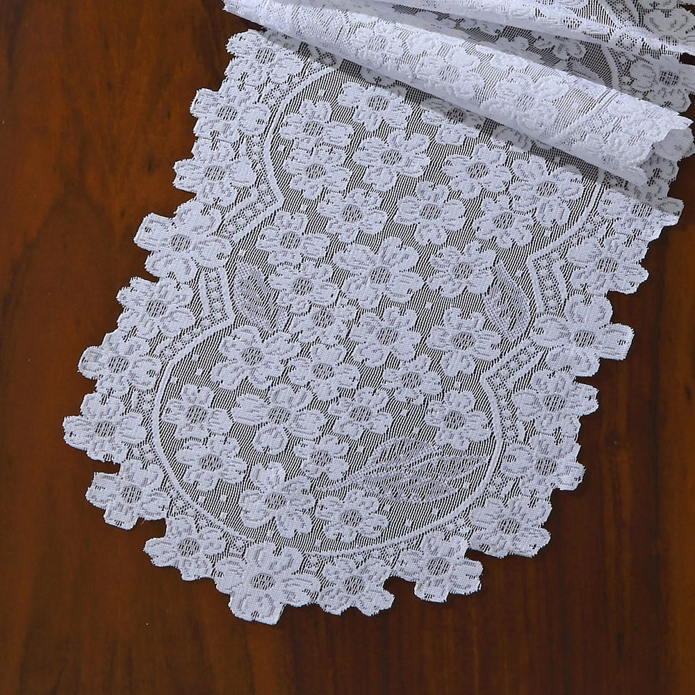 Trilho Mesa Renda Interlar Dogwood Branco 35cm x 135cm