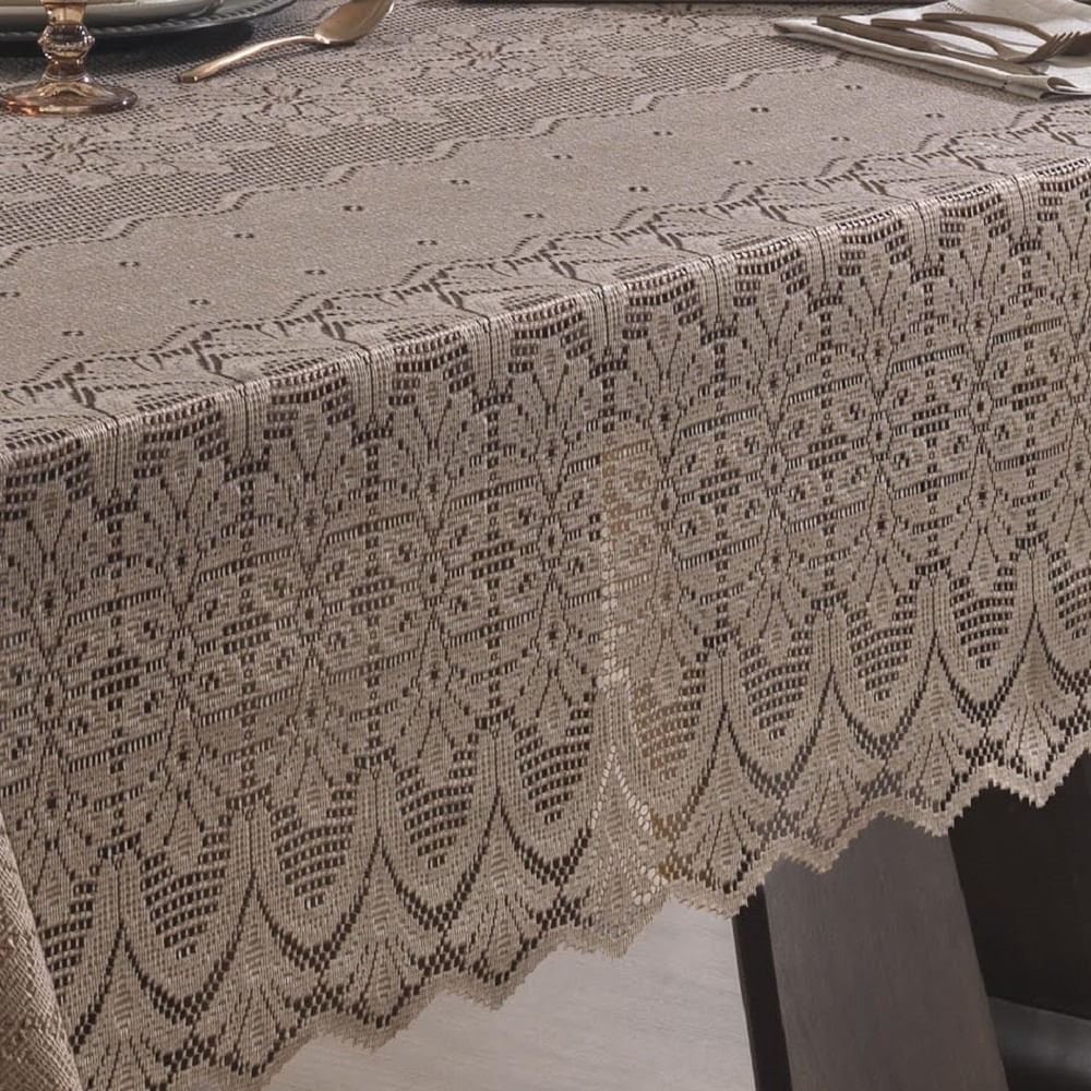 Toalha Mesa Retangular Renda Interlar Clássica Desert Arabesco 6 Lugares