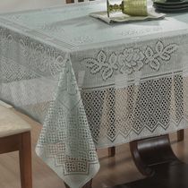 Toalha Mesa Retangular Renda Interlar Color Pistache 6 Lugares