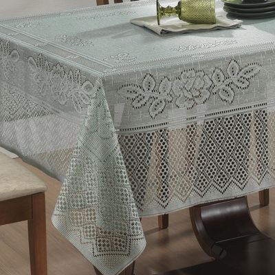 Toalha Mesa Retangular Renda Interlar Color Pistache 6 Lugares