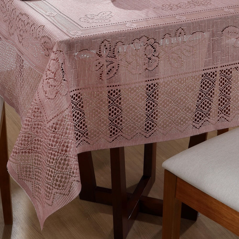 Toalha Mesa Quadrada Renda Interlar Color Rose 4 Lugares