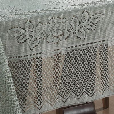 Toalha Mesa Retangular Renda Interlar Color Pistache 6 Lugares