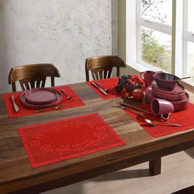 Jogo Americano Renda Interlar 4p Color Vermelho