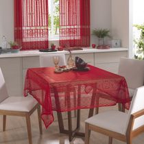Toalha Mesa Quadrada Renda Interlar Color Vermelho 4 Lugares