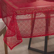 Toalha Mesa Retangular Renda Interlar Color Vermelho 6 Lugares