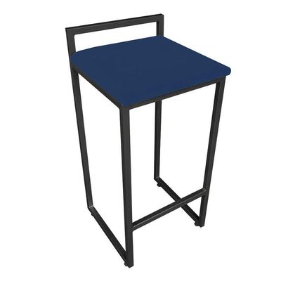 Banqueta Alta Lavínia Suede Azul Marinho Base Preto