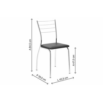 Cadeira Sala de Jantar 1700 Kit 4 Un Preto/Courano Preto - Carraro