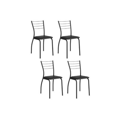 Kit 4 Cadeiras Sala Jantar 1700  4 Un Preto/Courano Preto - Carraro
