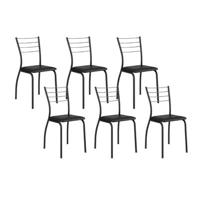 Kit 6 Cadeiras Sala Jantar 1700  6 Un Preto/Courano Preto - Carraro