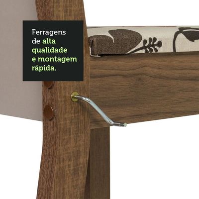 Conjunto Sala De Jantar Mesa Tampo De Madeira 4 Cadeiras Rustic/crema/hibiscos