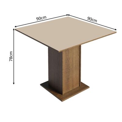 Conjunto Sala De Jantar Mesa Tampo De Madeira 4 Cadeiras Rustic/crema/bege Marrom