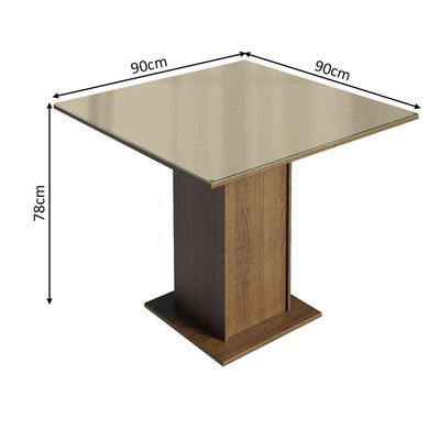 Conjunto Sala De Jantar Mesa Tampo De Vidro 4 Cadeiras Rustic/crema/bege Tifani