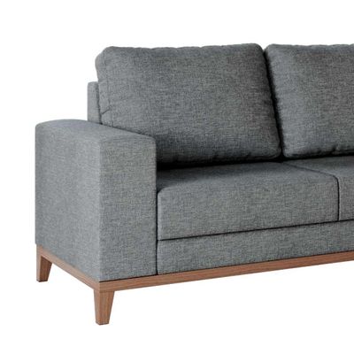 Sofá 4 Lugares Belgrado com Chaise Direito Linho Cinza 250 cm