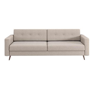 Sofá 3 Lugares Living Pé Palito Linho Cotton Cru 210 cm