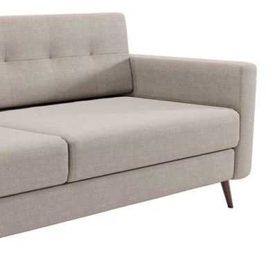 Sofá 3 Lugares Living Pé Palito Linho Cotton Cru 210 cm