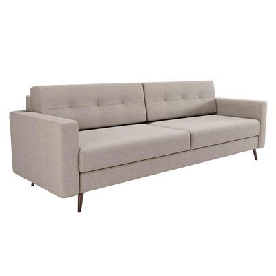 Sofá 3 Lugares Living Pé Palito Linho Cotton Cru 210 cm