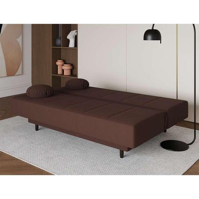 Sofá-Cama Casal 3 Lugares Jimmy Suede Marrom