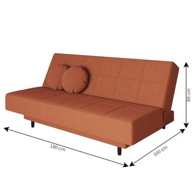 Sofá-Cama Casal 3 Lugares Jimmy Suede Terracota