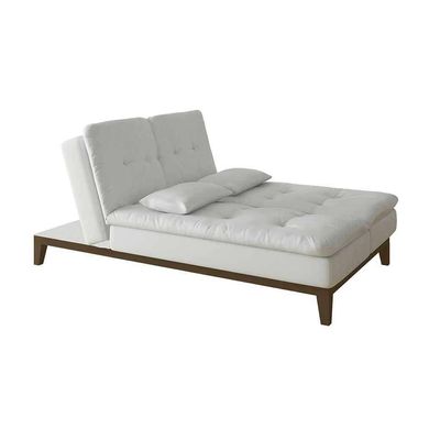 Sofá-Cama 3 Lugares Casal Amanda com Pés de Madeira Branco