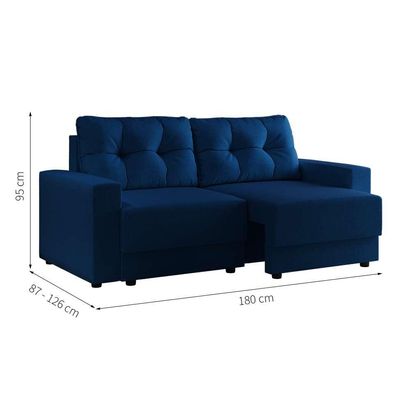 Sofá 3 Lugares Retrátil Lubeck Linho Azul Marinho