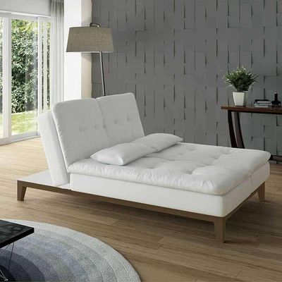 Sofá-Cama 3 Lugares Casal Amanda com Pés de Madeira Branco
