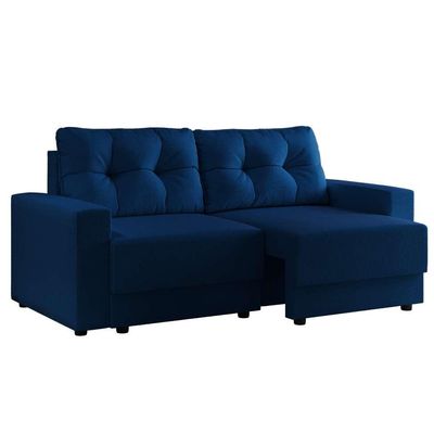 Sofá 3 Lugares Retrátil Lubeck Linho Azul Marinho