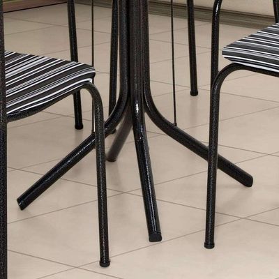 Conjunto de Mesa com 4 Cadeiras Thais Craqueado Preto Listrado Branco e Preto